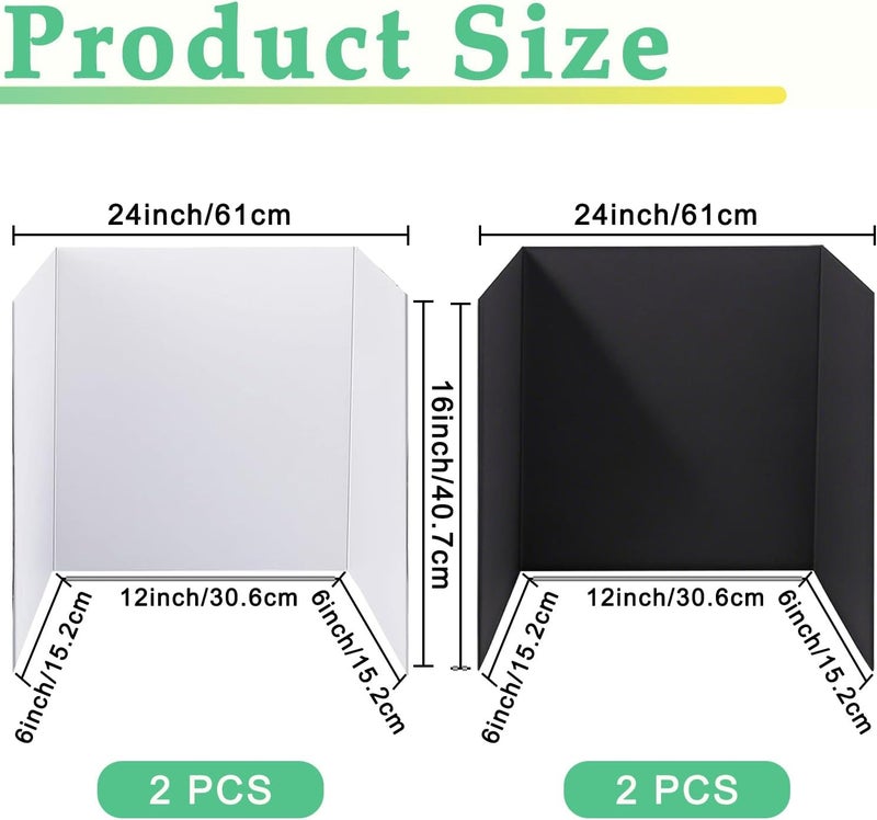 LonlyEagle 4-Pack Trifold Display Boards, Black+White 24 x 16 Inches Tri-Fold Corrugated Presentation Boards for Classroom Projects, Science Fairs, Business Events, and Exhibits - Image 2